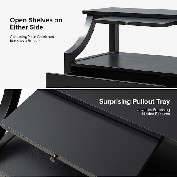 JAYDEN CREATION Jacqueline Black 2-Drawer Nightstand with