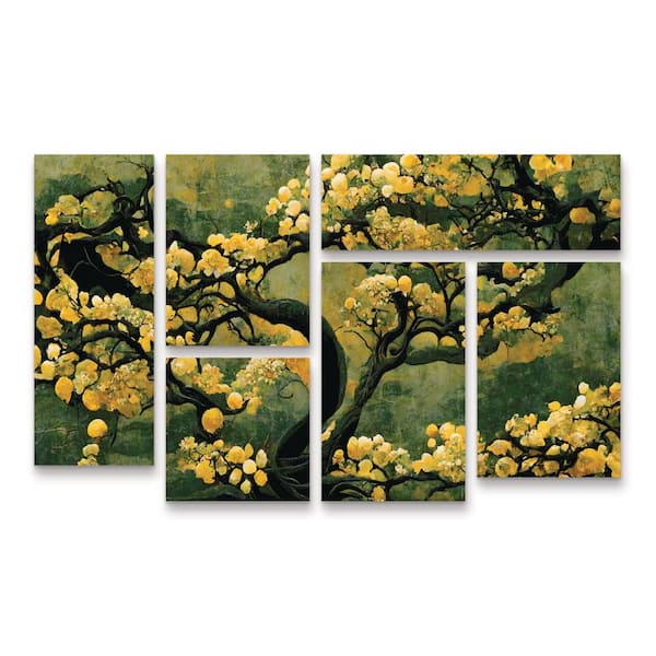 Trademark Fine Art Tree Child Sakura Tree Multi Panel Unframed Photography Wall Art 28 in. x 47 in.