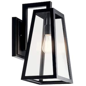 Delison 16.75 in. 1-Light Black Outdoor Hardwired Wall Lantern Sconce with No Bulbs Included (1-Pack)
