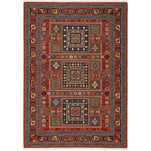 Lillian Red/Multi-Colored Doormat 3 ft. x 5 ft. Oriental Geometric Wool/Nylon Blend Fringed-Edge Indoor Area Rug