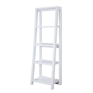 Newport Lilly 63.25 in. White MDF 5 Shelf Ladder Bookcase