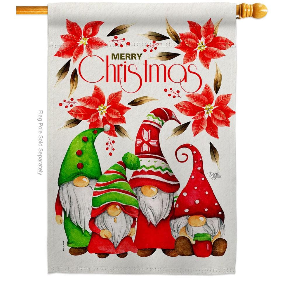 Breeze Decor 28 in. x 40 in. Christmas Gnome Family House Flag