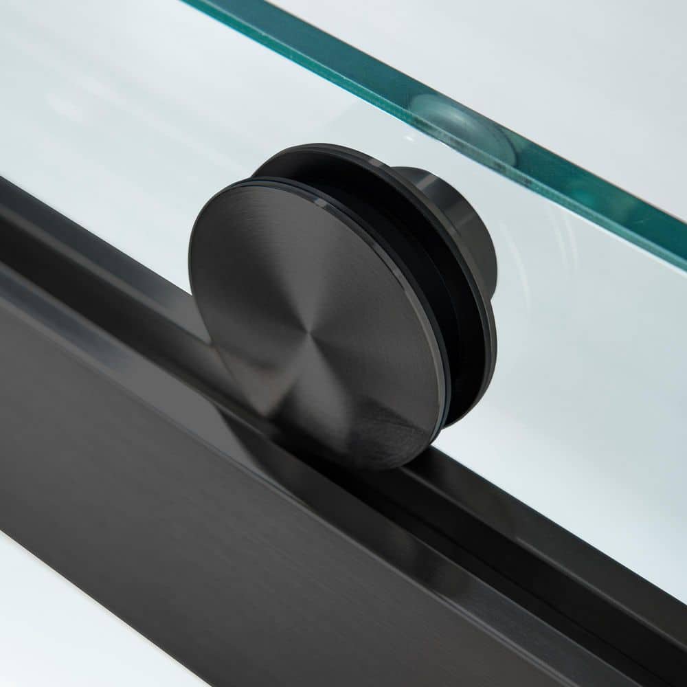 Matte Black Frameless Sliding Shower Door with Clear Tempered Glass