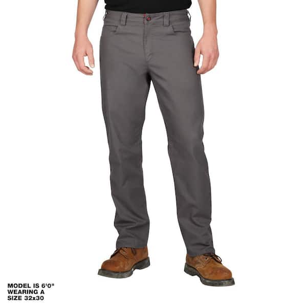 Milwaukee Men's 40 in. x 32 in. Gray Cotton/Polyester/Spandex Flex Work Pants with 6 Pockets