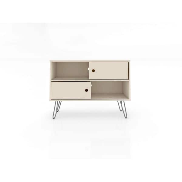 Manhattan Comfort Baxter 35 in. Off-White Particle Board TV Stand Fits TVs Up to 32 in. with Storage Doors