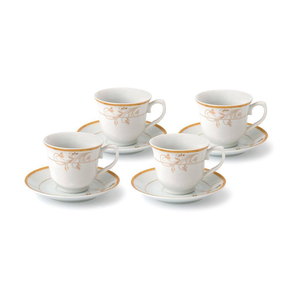 Vintage Floral Porcelain Tea Cup & Saucer Set With Gold Trim - Gift Box Included