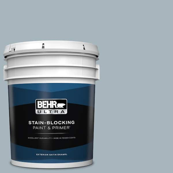 BEHR ULTRA 5 gal. #N480-3 Shadow Blue Satin Enamel Exterior Paint & Primer