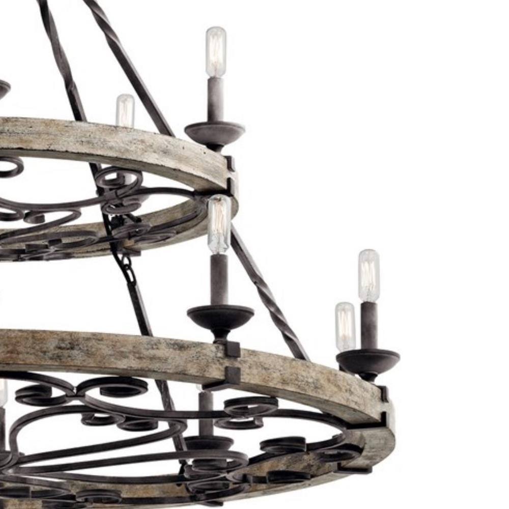 Elegant Grey and Bronze 44" Crystal Two-Tier Chandelier