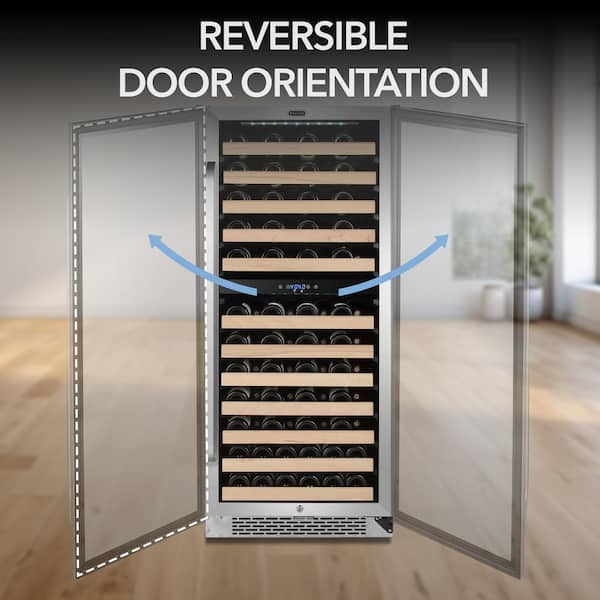 24 in. Dual Zone 92-Bottle Wine Cooler Fridge with Display Rack Built-In Stainless Steel UV Protection Glass  Door