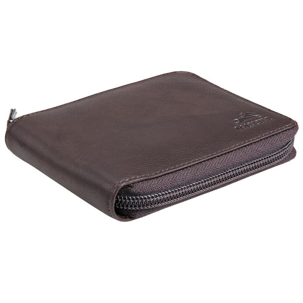 Mancini Monterrey RFID Zippered Wallet with Removable Passcase Brown