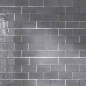 New Country Asfalt Charcoal Gray 2.95 in. x 5.9 in. Polished Ceramic Wall Tile (5.38 sq. ft./Case)