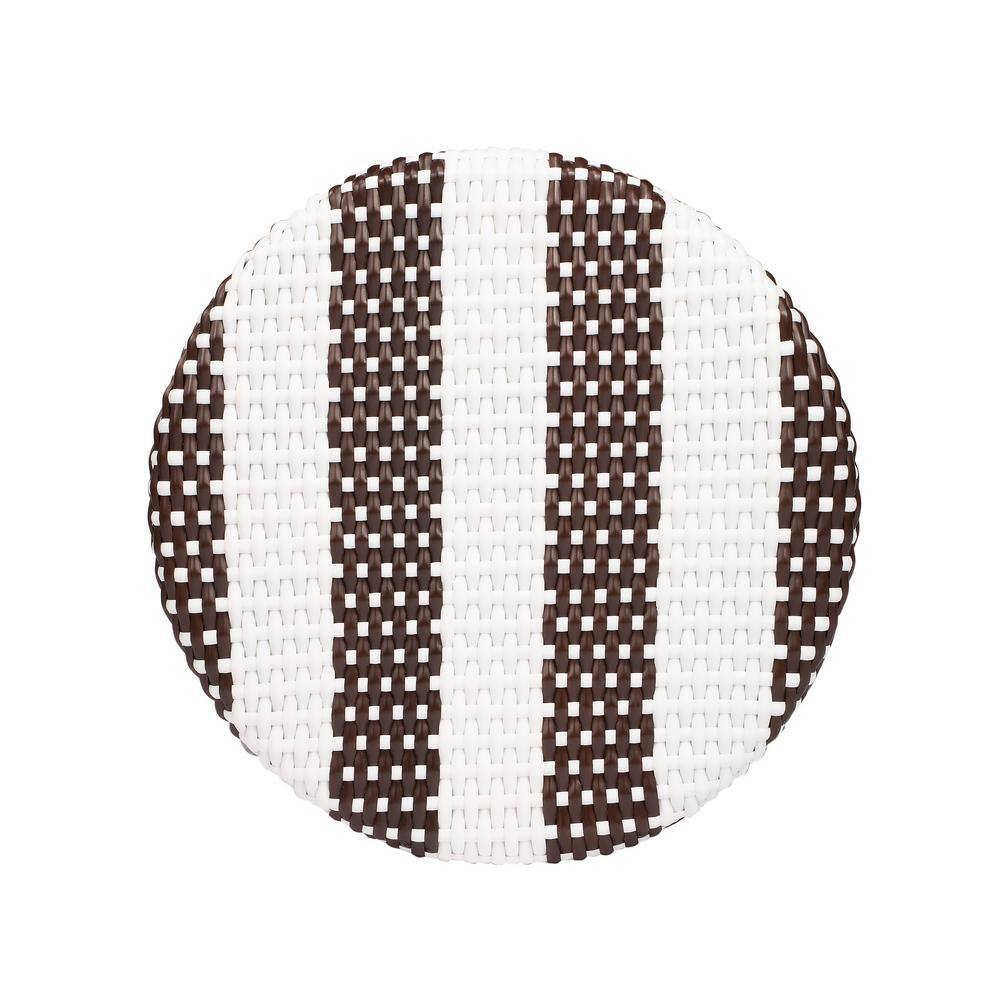 Coastal Bistro Dark Brown Rattan Counter Stool with White Stripes