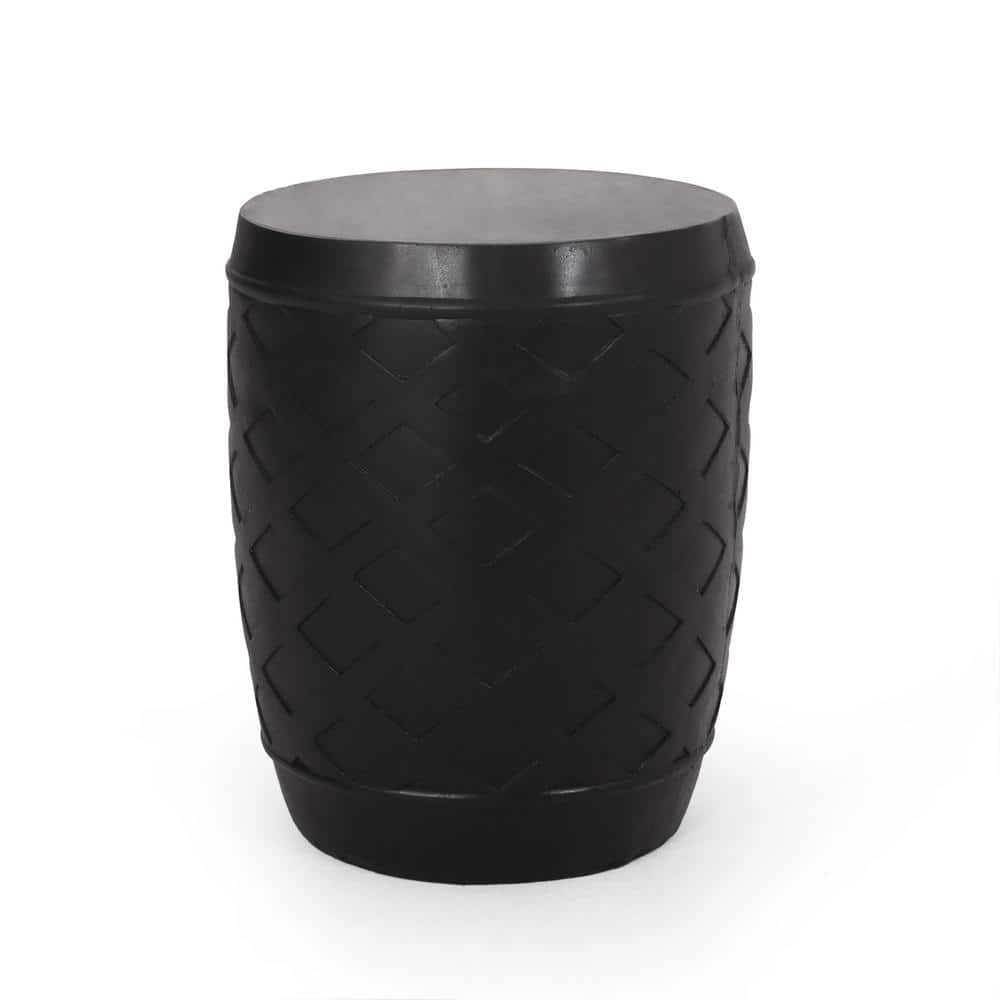 Tatayosi Matte Black Round Stone Outdoor Side Table Coffee Table PDJ