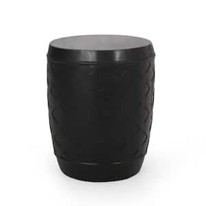 Matte Black Round Stone Outdoor Side Table Coffee Table
