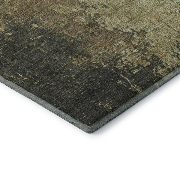 Mayfield Premium Machine Washable Abstract AMF1904 Olive 3 ft. x 5 ft. Area Rug
