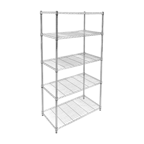 Rubbermaid Freestanding 4-Tier Multipurpose Wire Shelving Unit, Satin