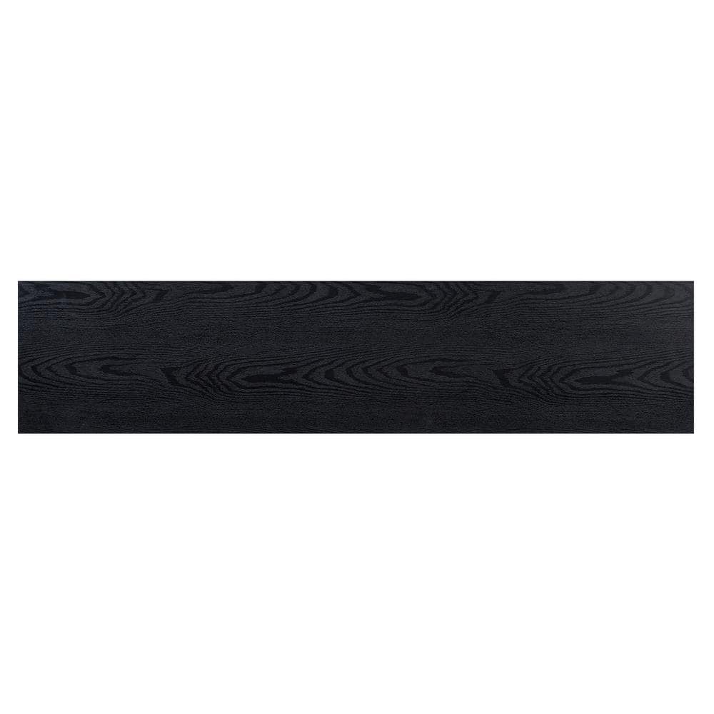 Clementine Transitional 68'' Black Grain Metal TV Stand with Cabinet