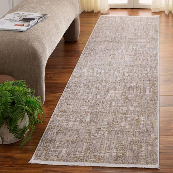 Garnet 2 ft. x 10 ft. Gold/Gray Crosshatch Runner Rug