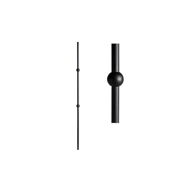 HOUSE OF FORGINGS Satin Black 16.8.13 Double Sphere Round Hollow 0.6 in. x 44 in. Iron Baluster for Staircase Remodel