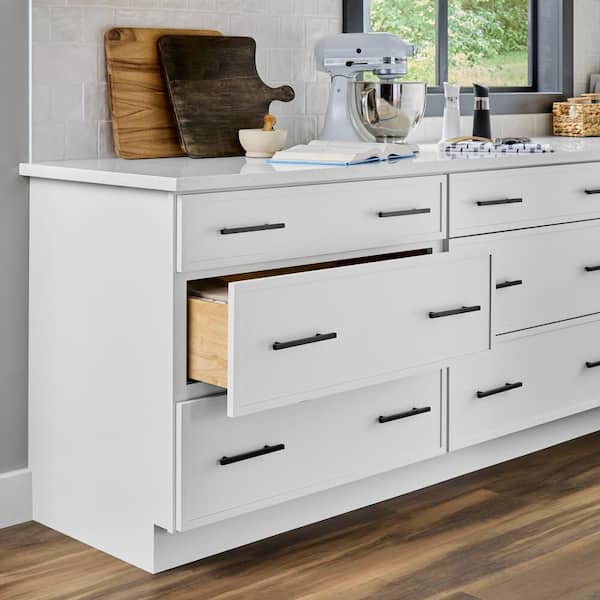 Leyton 30 in. Wx 24 in. D x 34.5 in. H Ready to Assemble Plywood Slim Shaker Drawer Base Kitchen Cabinet in Alpine White