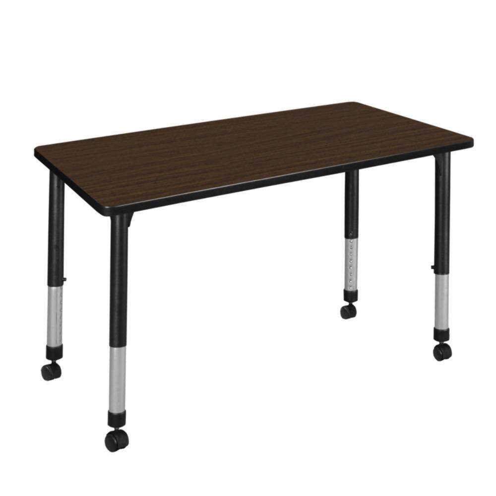Kee 48 in. x 30 in. Neo Walnut Height Adjustable Mobile Classroom Activity Table Desk with Black Base price history on PriceWatchPro