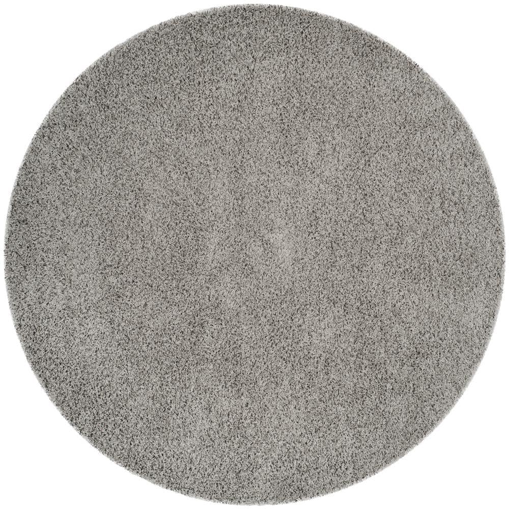 SAFAVIEH Athens Shag Light Gray 7 ft. x 7 ft. Round Solid Area Rug ...