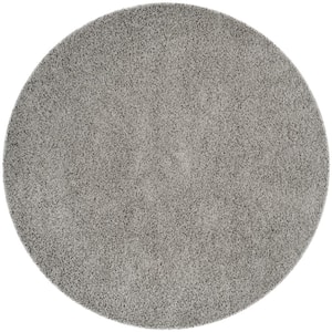 Athens Shag Light Gray 7 ft. x 7 ft. Round Solid Area Rug
