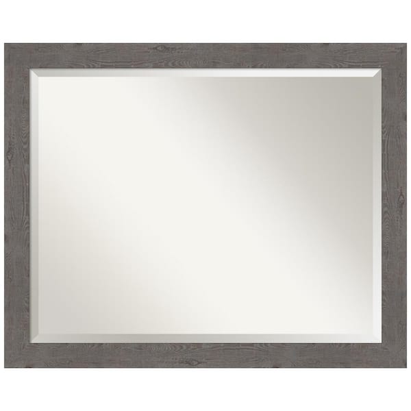 Amanti Art Medium Rectangle Distressed Grey Beveled Glass Modern Mirror (25.25 in. H x 31.25 in. W)