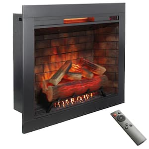 33 in. Infrared Electric Fireplace Insert in Black, Touch Panel Home Decor Heater, Smokeless Firebox With Trim Kit