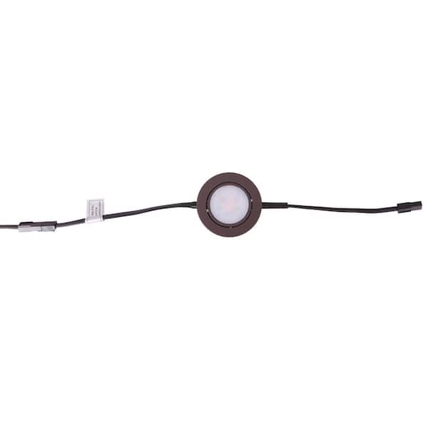 Hardwired 1 Light Dimmable Integrated LED Under Cabinet Puck Light in Bronze Finish