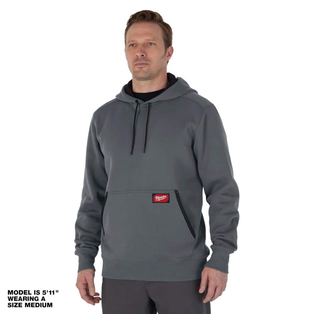 Milwaukee Men's 2X-Large Gray Midweight Cotton/Polyester Long-Sleeve  Pullover Hoodie 351G-2X - The Home Depot