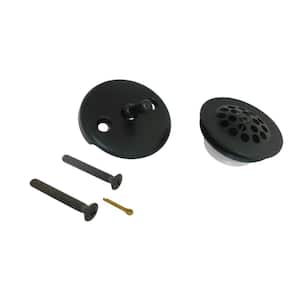 Trip Lever Overflow Faceplate with Grid Drain Cover and Screws, Matte Black