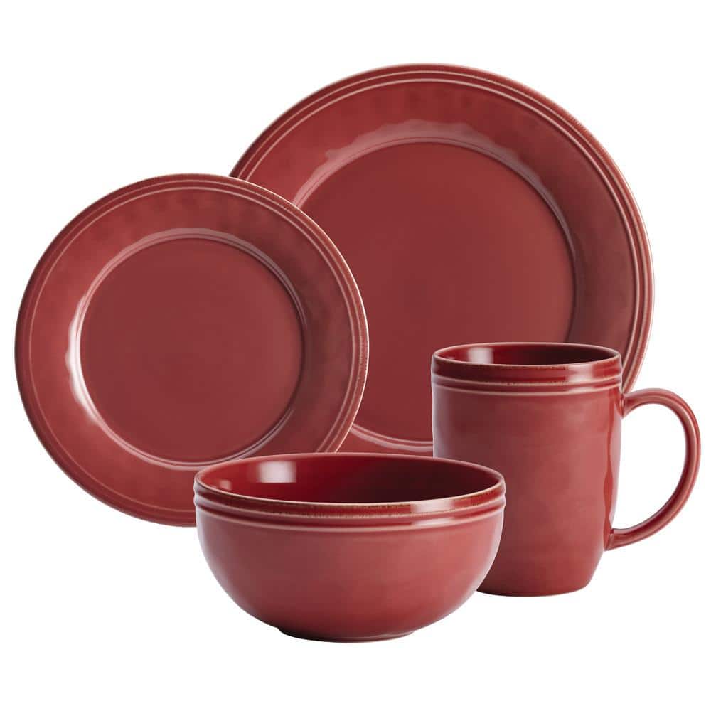 Rachael Ray Cucina 16-Piece Casual Cranberry Red Stoneware
