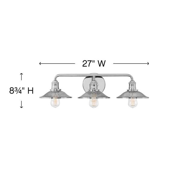HINKLEY - RIGBY 27 in. 3-Lighs Polished Nickel Vanity Light