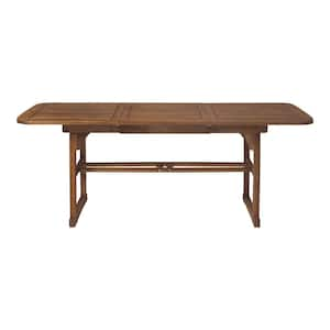 Dark Brown Slat-Top Solid Acacia Wood Butterfly Outdoor Dining Table