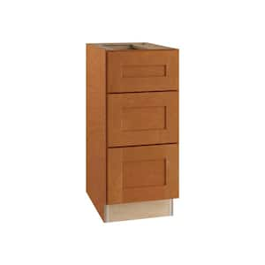 Newport 12 in. W x 24 in. D x 34.5 in. H Assembled Plywood Drawer Base Kitchen Cabinet in Cinnamon with Soft Close