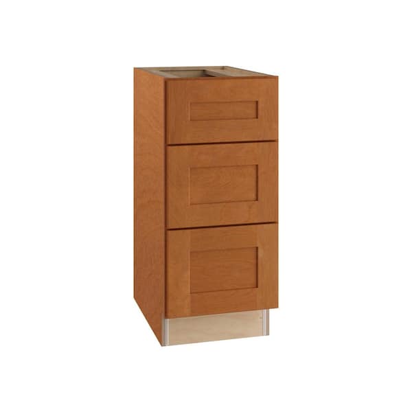 Newport 15 in. W x 24 in. D x 34.5 in. H Assembled Plywood Drawer Base Kitchen Cabinet in Cinnamon with Soft Close