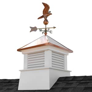 Manchester 30 in. x 30 in. x 64 in. H Square Vinyl Cupola with Eagle Weathervane