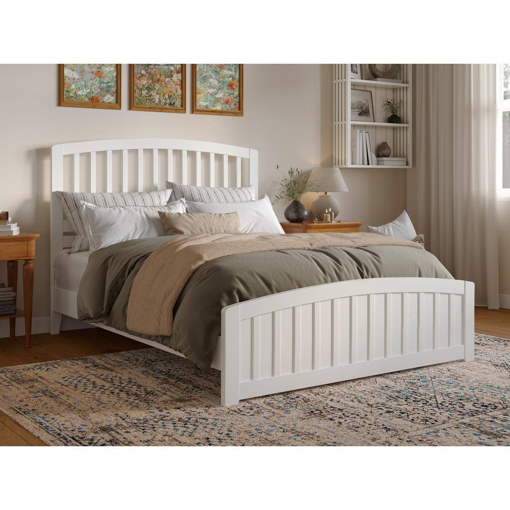 AFI Quincy White Solid Wood Frame Queen Low Profile Platform Bed with