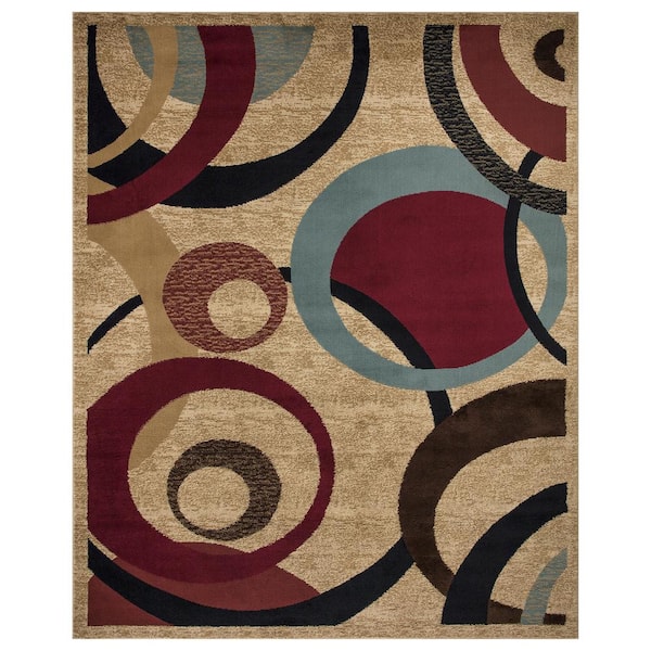 Ottomanson Royal Collection 8 ft. x 10 ft. Contemporary Abstract Beige Area Rug