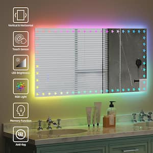 48 in. W x 24 in. H Rectangular Frameless Anti-Fog LED Light Wall Bathroom Vanity Mirror