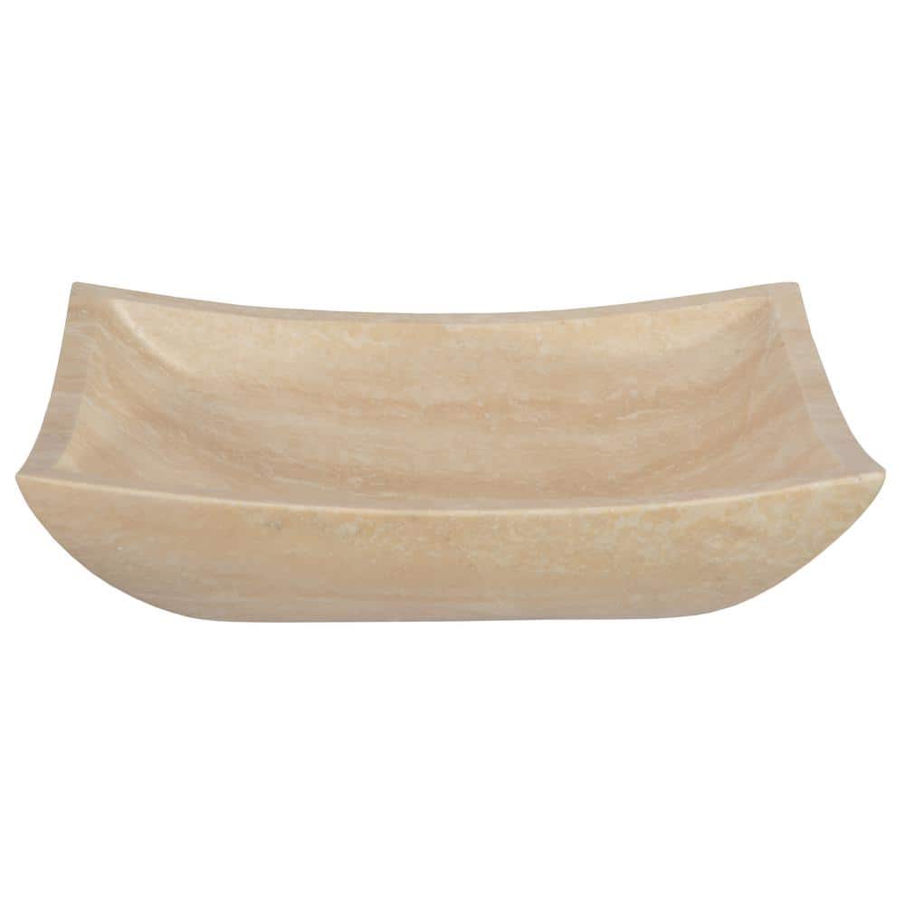 Eden Beige Stone Rectangular Bathroom Sink, 14.75''