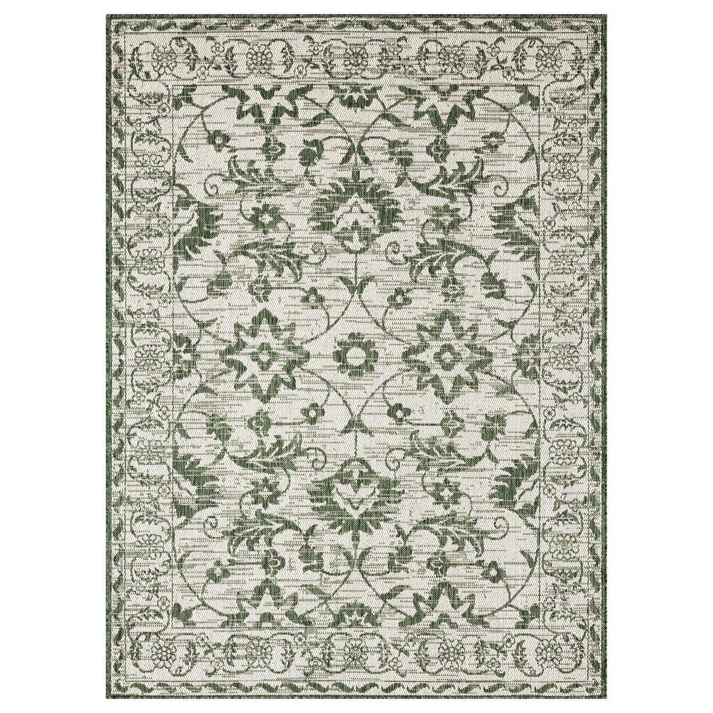 Nicole Miller Light Green and Ivory Floral Indoor/Outdoor Area Rug