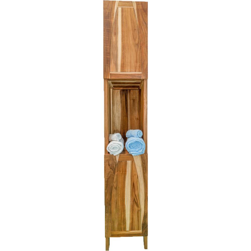 Earthy Teak 79" Tall Linen Cabinet with Adjustable Shelving