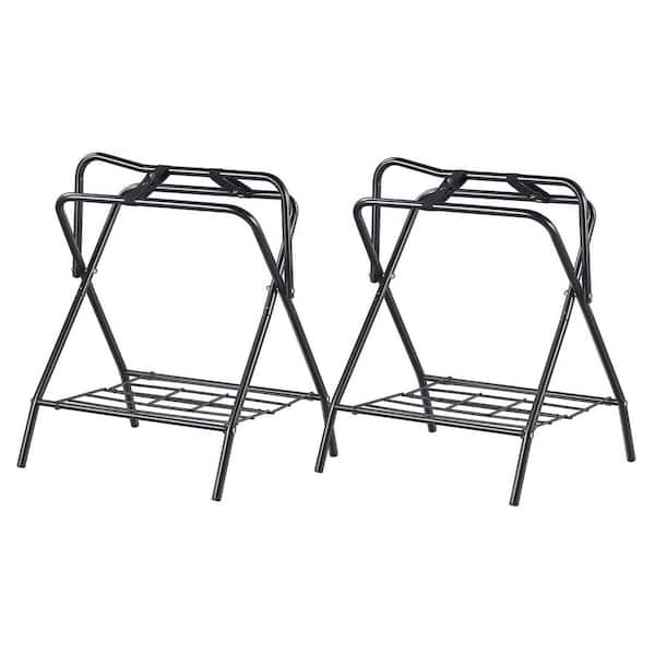 2-Pack 31.5 in. H x 25.5 in. W x 22.2 in. D Black Folding Saddle Rack, Portable Freestanding Horse Saddle Stand