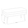 Diagram showing dimensions of the storage bench.