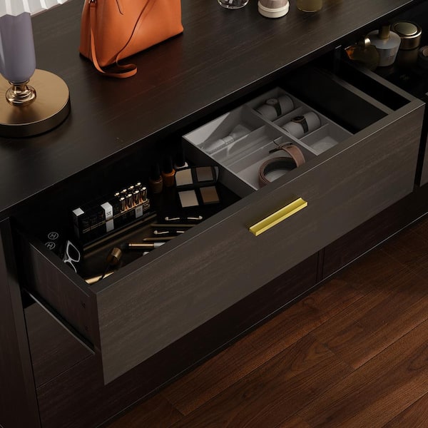 FUFU&GAGA Brown Wood 47.2 in. W Chest of Drawer Accent Storage
