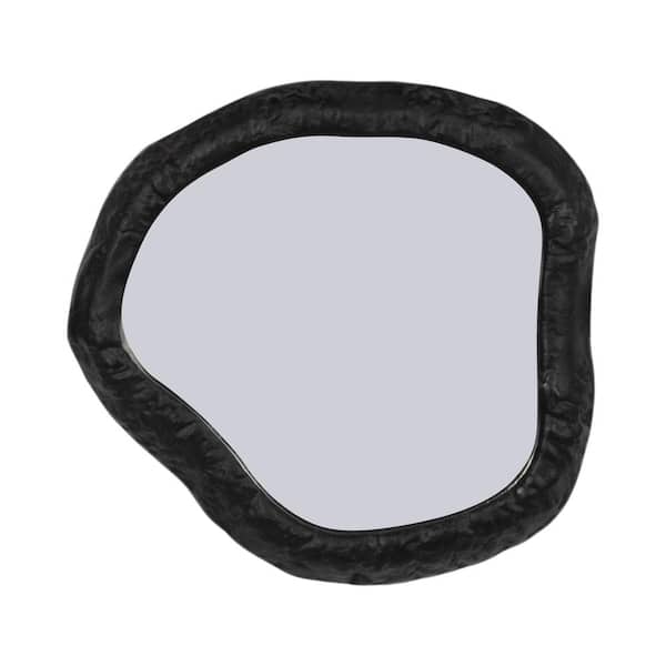 Black 14.25 in. x 1.25 in. Modern Novelty Metal Hammered Framed Mirror