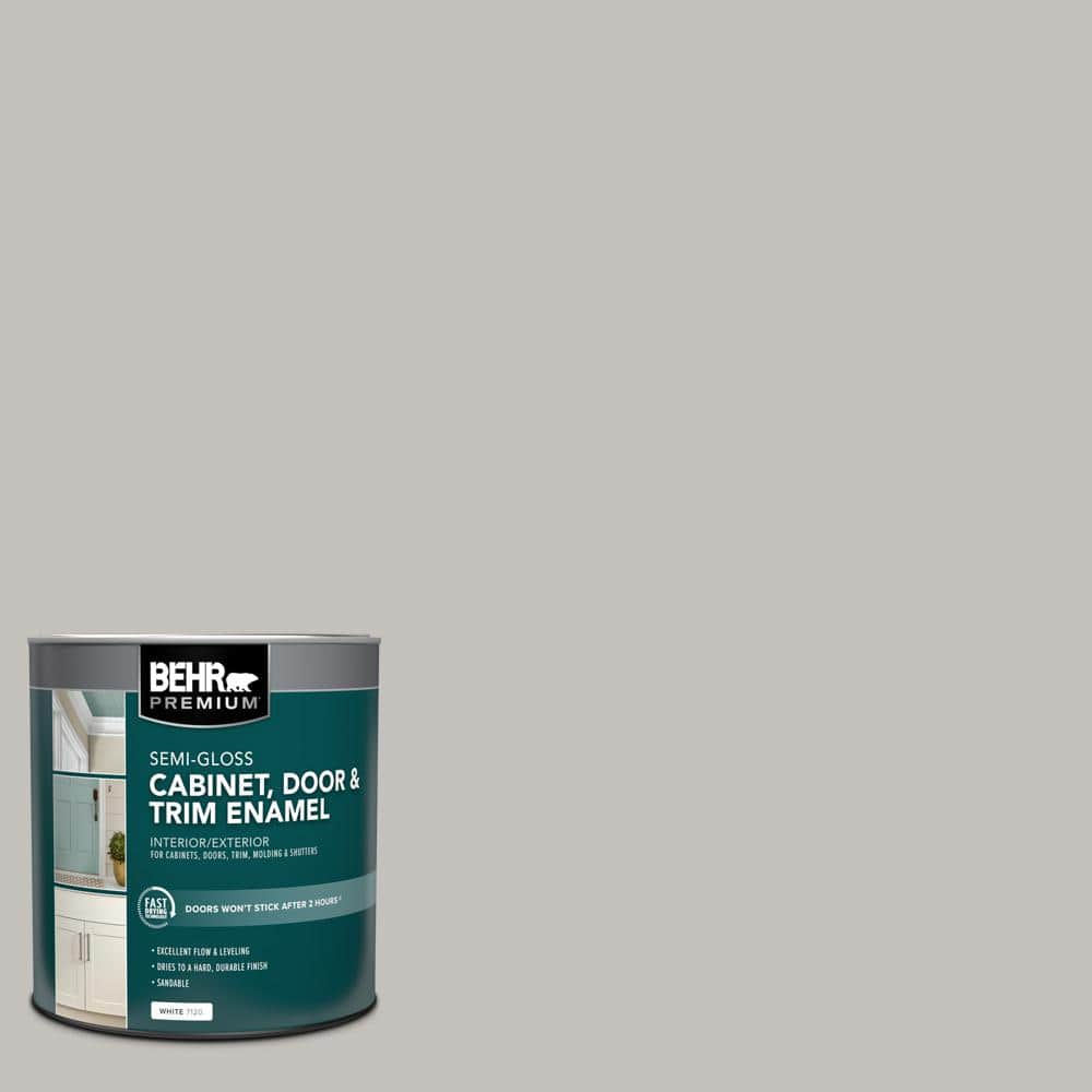 BEHR PREMIUM 1 Qt. #PPU18-10 Natural Gray Semi-Gloss Enamel Interior ...