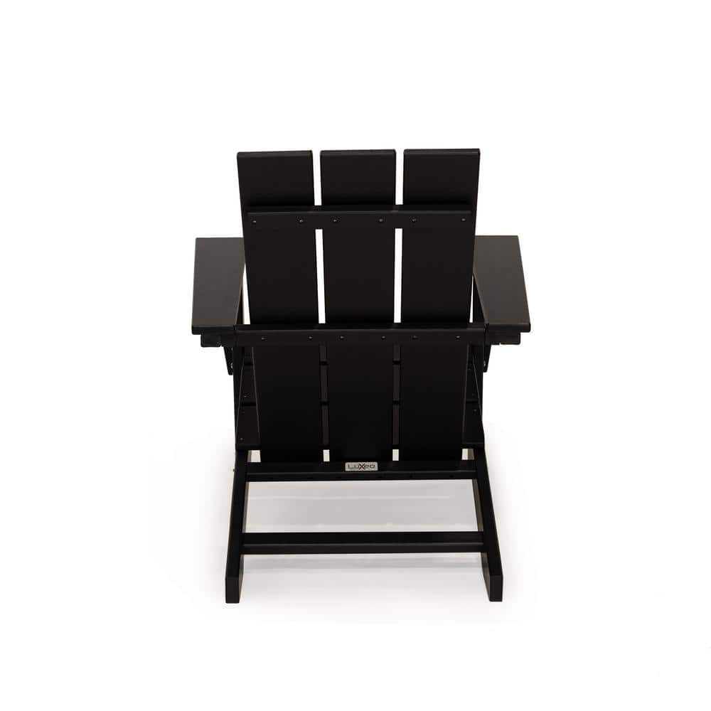 Arcadia Black HDPE 3-Piece Outdoor Adirondack Chair and Table Set
